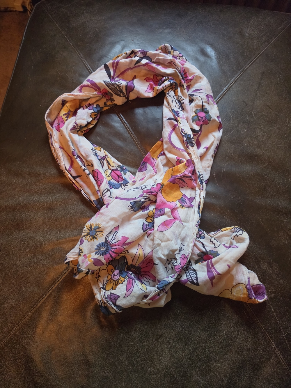 OndadeMar Floral Print Scarf in Pink, Yellow and Blue